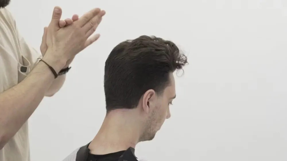 The classic men haircut with lower taper fade